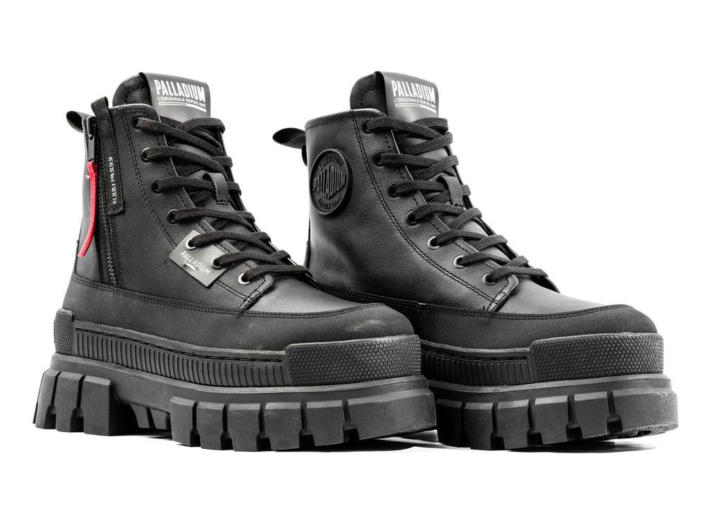 Cizme Palladium Revolt Boot Zip Piele Dama Negrii Negrii | ZY3914052